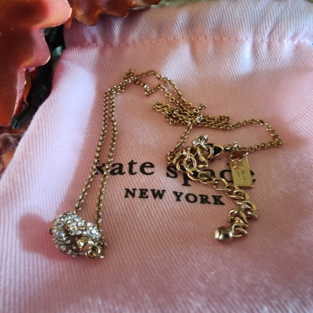KATE SPADE Sailor's Knot Pave Pendant Gold-Tone Necklace - Picture 13 of 14